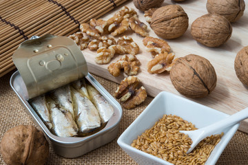 sesame, sardines and walnuts