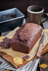 Homemade chocolate banana loaf cake