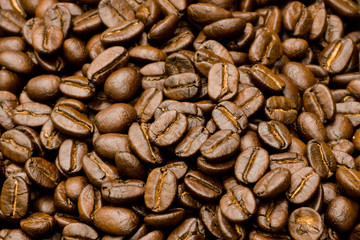 Coffee beans on the wooden