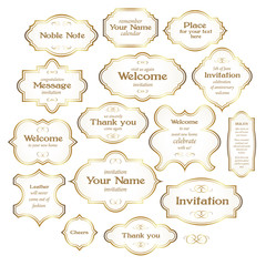 A collection of golden frames, vector illustration