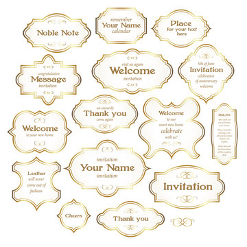 A collection of golden frames, vector illustration