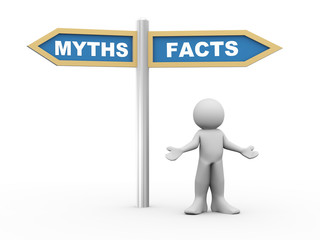 3d man and facts vs myths road sign