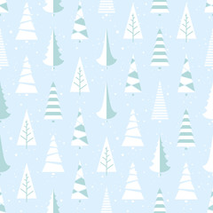 vector seamless pattern with stylized Christmas trees and  snow