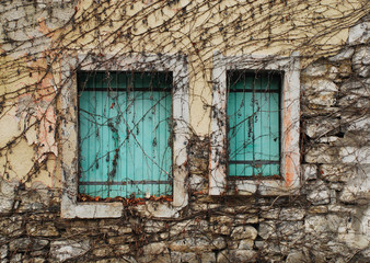 Green Shuttered Windows in Postach