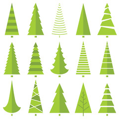 vector set with stylized Christmas tree icons