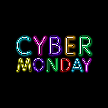 Vector cyber monday sale background. Vector illustration of embossed letters on color blurred background. text.