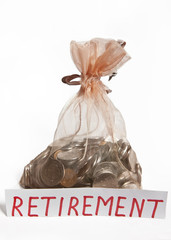 Money in the bag labeled retirement