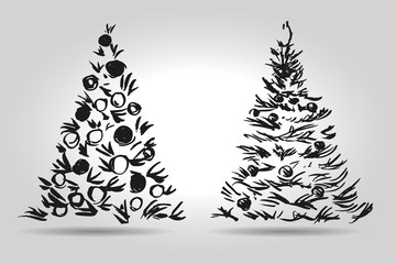 Hand sketch of Christmas trees