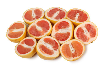Fototapeta na wymiar Ripe yellow grapefruit on a white background