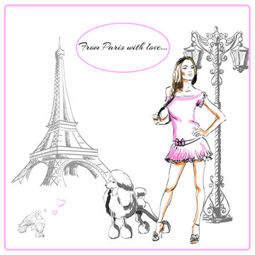 Paris France fashion postcard