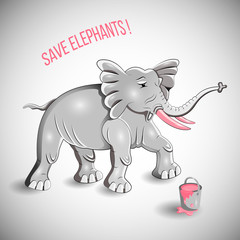 Elephant with pink tusks