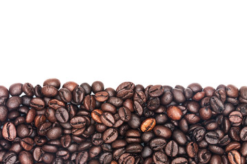 Closeup coffee bean on white background.