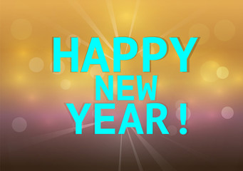 Happy New Year on bokeh glowing light and lens flare pattern on brown vector background