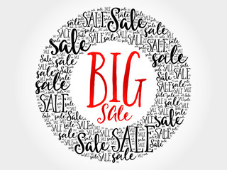 BIG SALE circle word cloud, business concept background