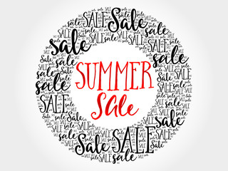 SUMMER SALE circle word cloud, business concept background
