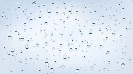 Water background with water drops. Blue water bubbles