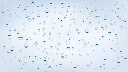 Water background with water drops. Blue water bubbles