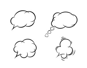 Comic style speech bubbles collection. Funny design items illustration.