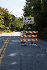 A pubic highway is closed to traffic during bridge construction.
