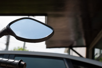 rear mirror of a motorcycle.