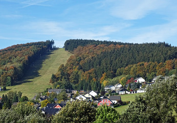 Ski slopes in Willingen in the Sauerland region in autumn