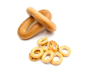 two heap of different bagels