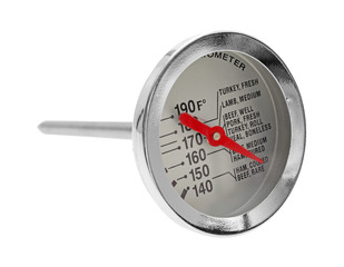 New meat thermometer on a white background
