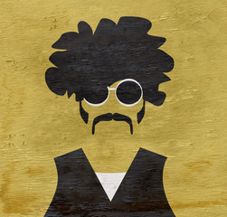 retro man with wood grain texture