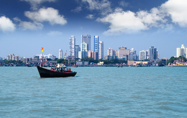 Mumbai skyline view from the sea