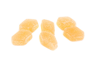 six sweet fruit candies