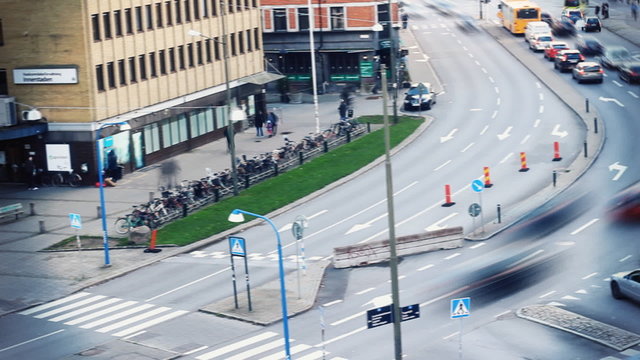 Malmo trafficVehicle cars people Motion timelapse
