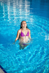 woman in the swimming pool