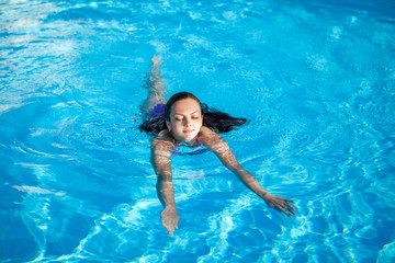 woman in the swimming pool