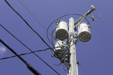 Power pole with transformers .