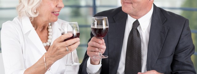 Senior couple and wine