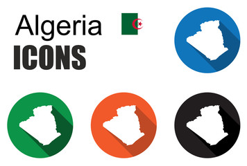 set colorful map flat icons state algeria