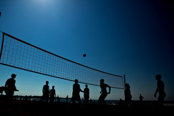 Beach volleyball silhouette
