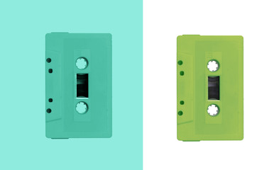 two tone vintage color of tape cassette 