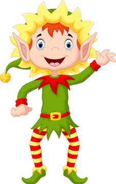 Happy christmas elf cartoon