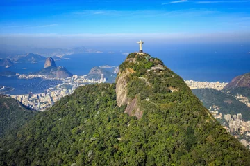 Fototapete Rund Luftbild von Christus dem Erlöser und der Stadt Rio de Janeiro © f11photo