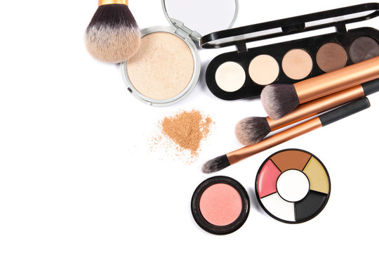 cosmetics and makeup. Tools for professional makeup top view