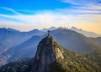Foto op Plexiglas Luchtfoto van Christus de Verlosser en de stad Rio de Janeiro © f11photo