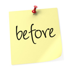 Before yellow sticky note