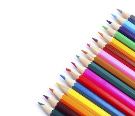 colored pencils isolated white background

