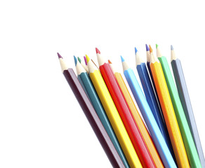 colored pencils isolated white background
