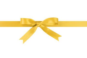 horizontal yellow ribbon with bow from above - Powered by Adobe