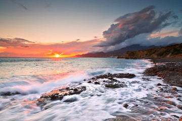 Coastline near village of Mkrygialos in the south eastern Crete, Greece.