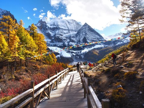   Trekking at Yading Nature Reserve in Daocheng County ,China