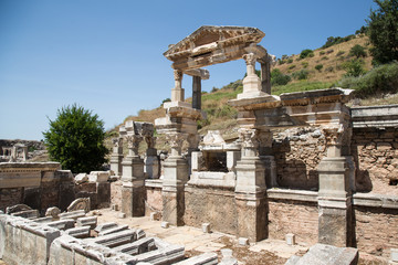 Fototapeta na wymiar Fountain of Trajan in Ephesus Ancient City