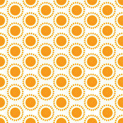 Cute seamless vector pattern of sun